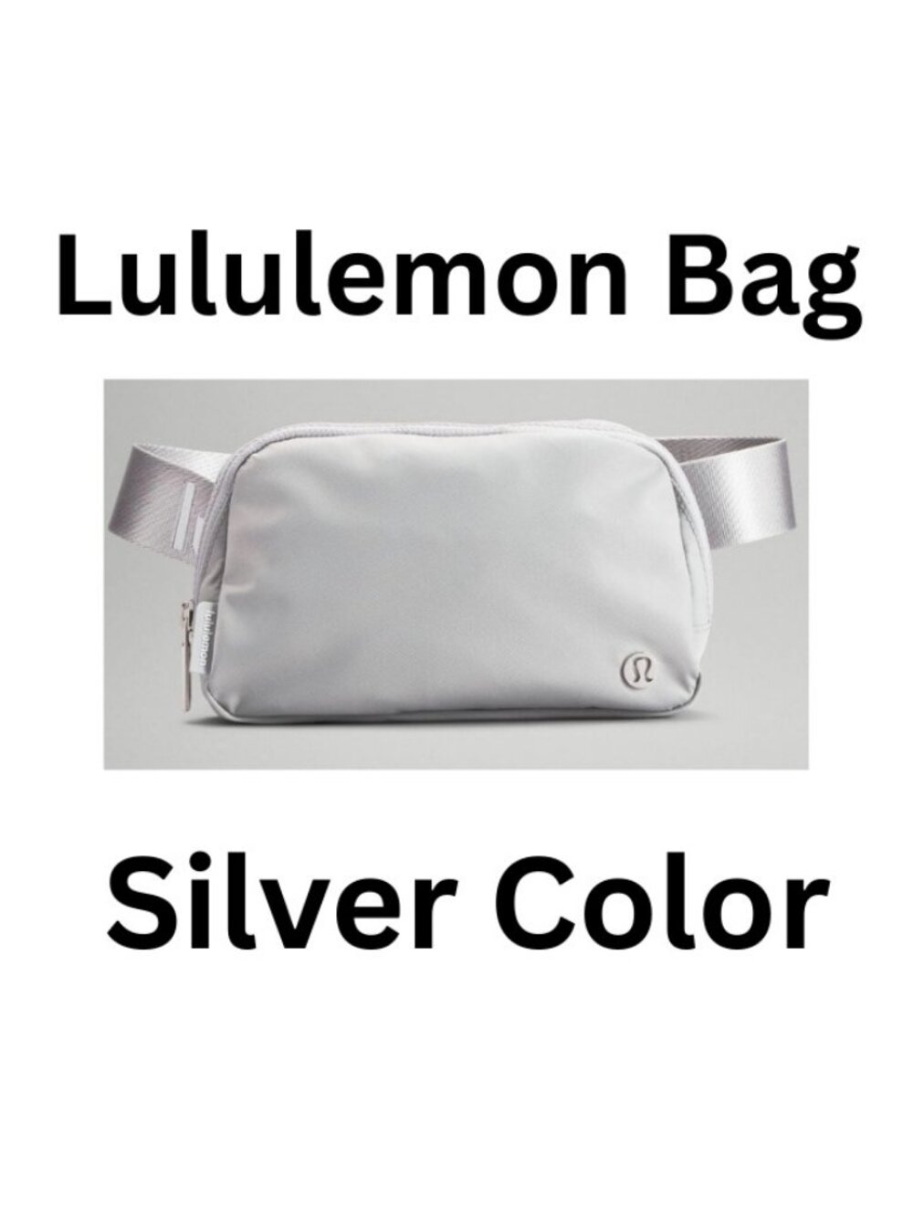 Lululemon Everywhere Belt Bag Crossbody Extended Strap Silver Drop Wordmark